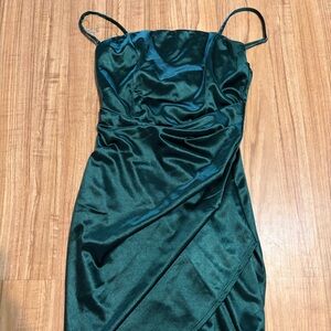 Honey and Rosie Deep Emerald Satin Slip Dress